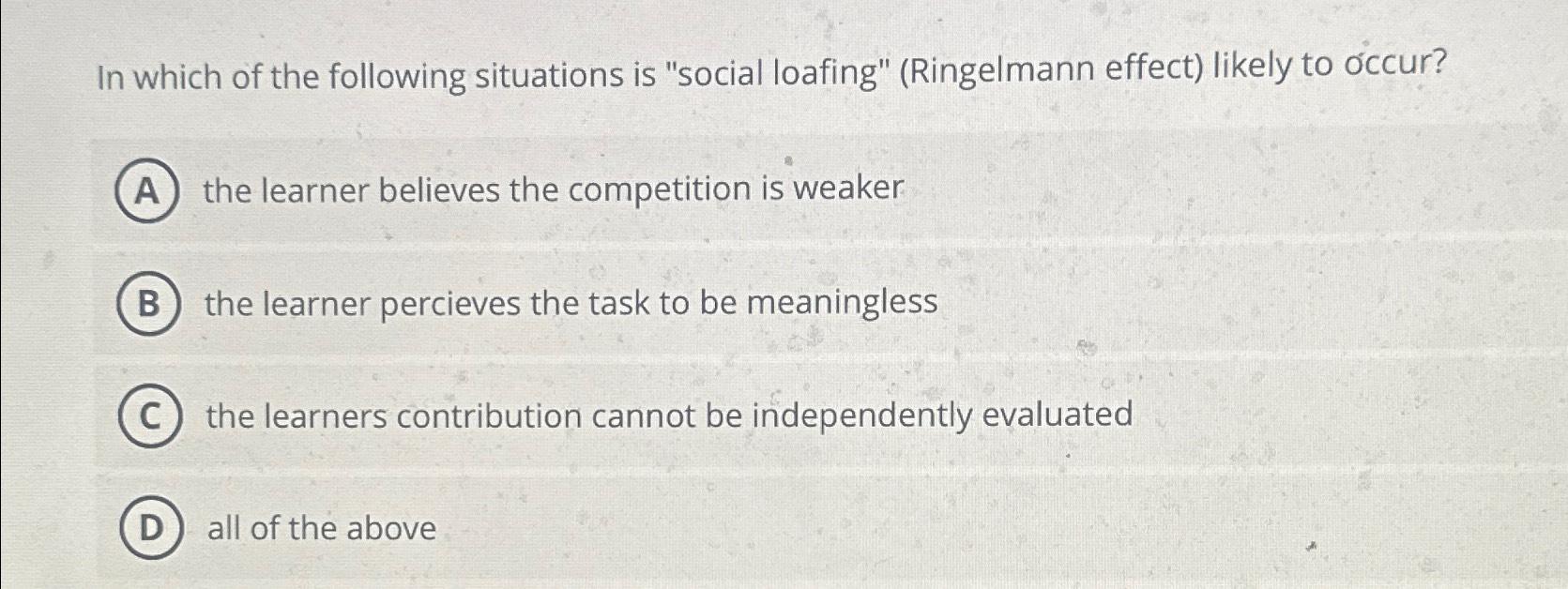 Solved In which of the following situations is 