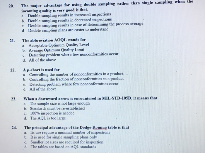 Solved The Major Advantage For Using Double Sampling Rath - 