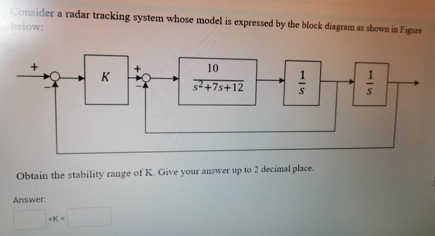 Solved Consider a radar tracking system whose model is | Chegg.com