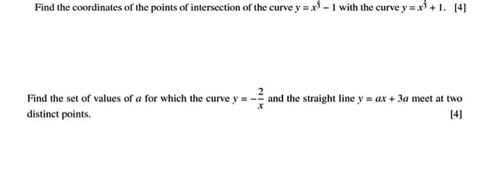 how to find coordinates of intersection of curve and line