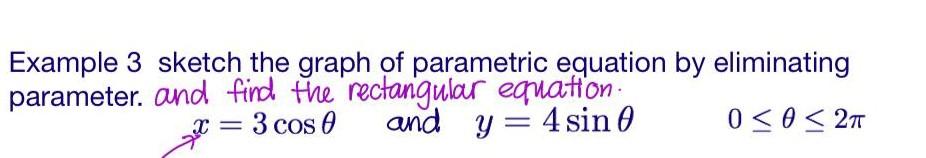 Solved Example 3 sketch the graph of parametric equation by | Chegg.com