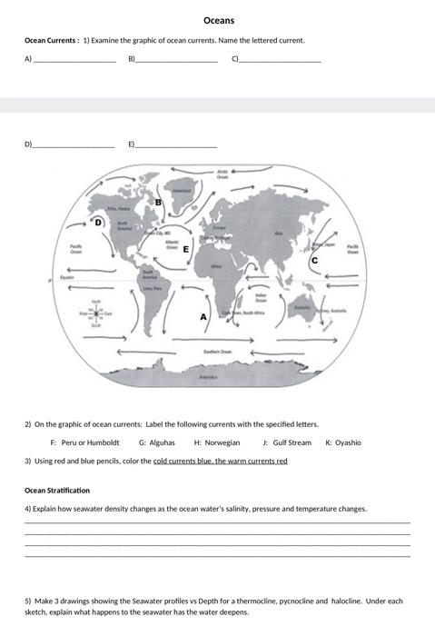 Solved Earth's Oceans and Seas Identify the labeled oceans, | Chegg.com