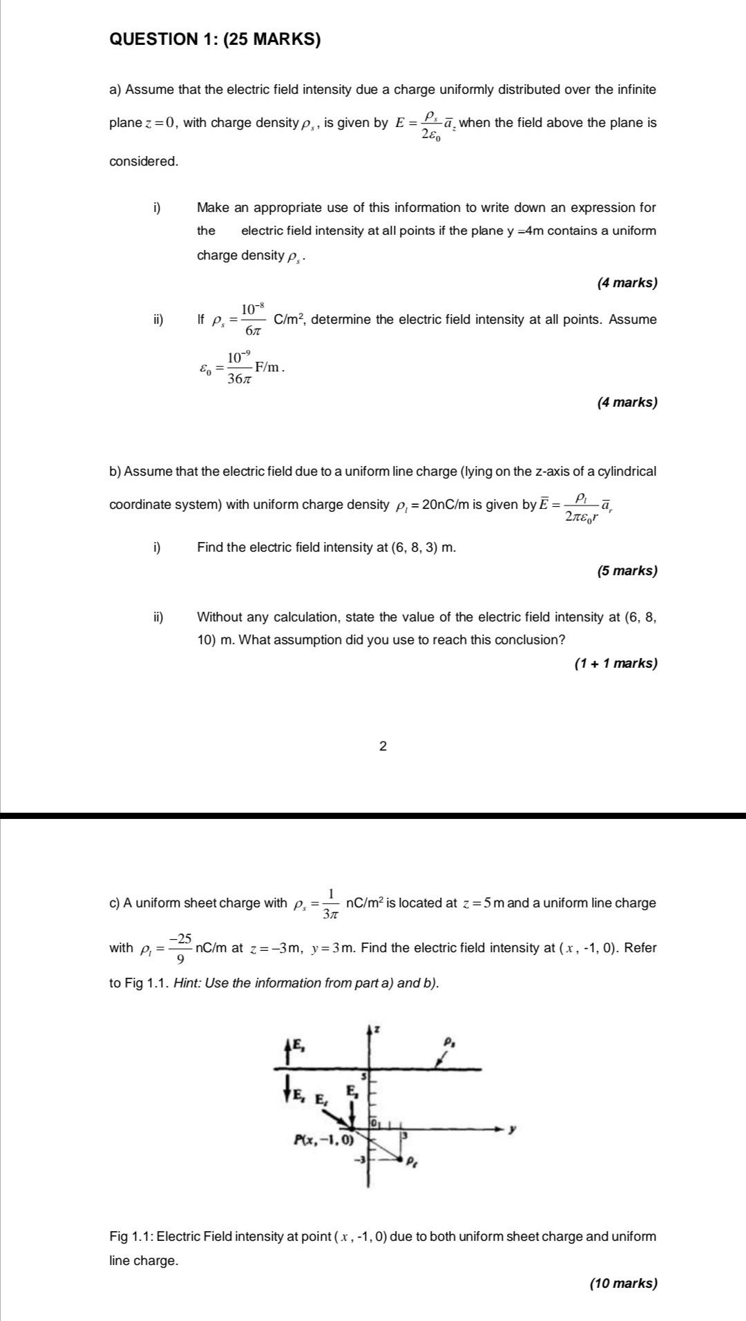 Solved QUESTION 1: (25 MARKS) a) Assume that the electric | Chegg.com