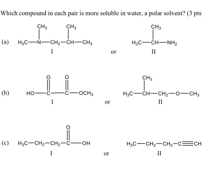 Solved Which compound in each pair is more soluble in water,