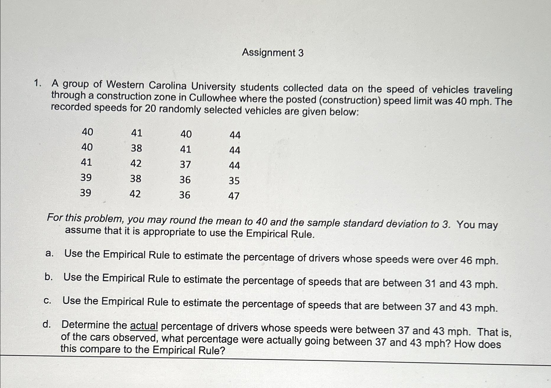 Solved Assignment 3A group of Western Carolina University | Chegg.com