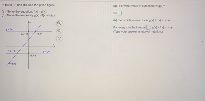 Solved A For What Value Of X Does F X G X In Parts Chegg Com