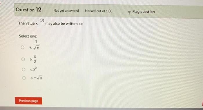 Solved Question 12 Not yet answered Marked out of 1.00 p | Chegg.com