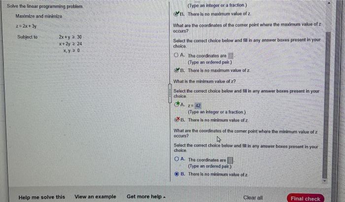 Solved Solve the linear programming problem (Type an integer | Chegg.com