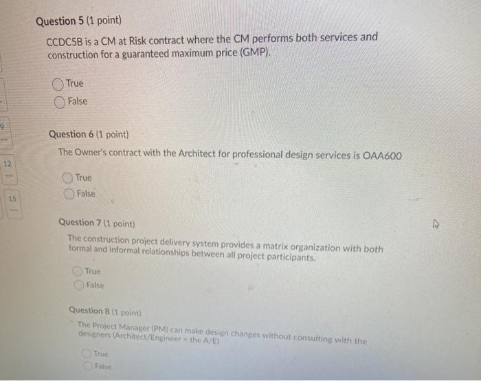 Solved Question 1 (1 point) Saved The Project Manual | Chegg.com