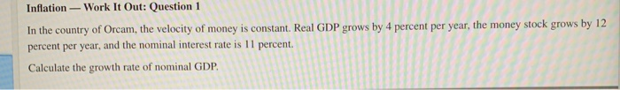 Solved Inflation - Work It Out: Question 1 4 percent per | Chegg.com