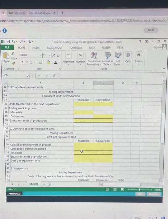 Solved Process Costing using the Weighted-Average Method 1. | Chegg.com