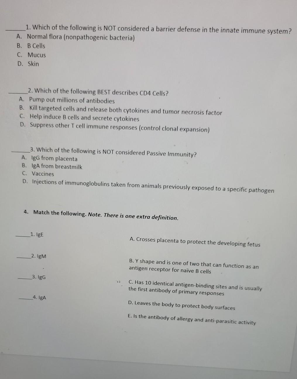 Solved 1 Which Of The Following Is NOT Considered A Barrier Chegg