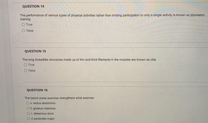 Solved QUESTION 14 The performance of various types of | Chegg.com