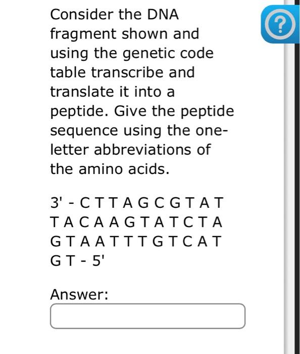 Solved Consider the DNA fragment shown and using the genetic | Chegg.com