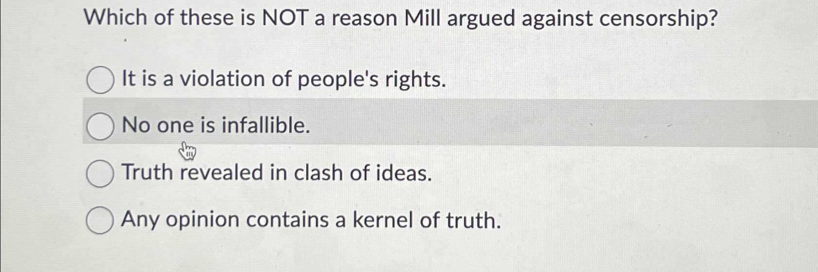 Solved Which of these is NOT a reason Mill argued against Chegg com