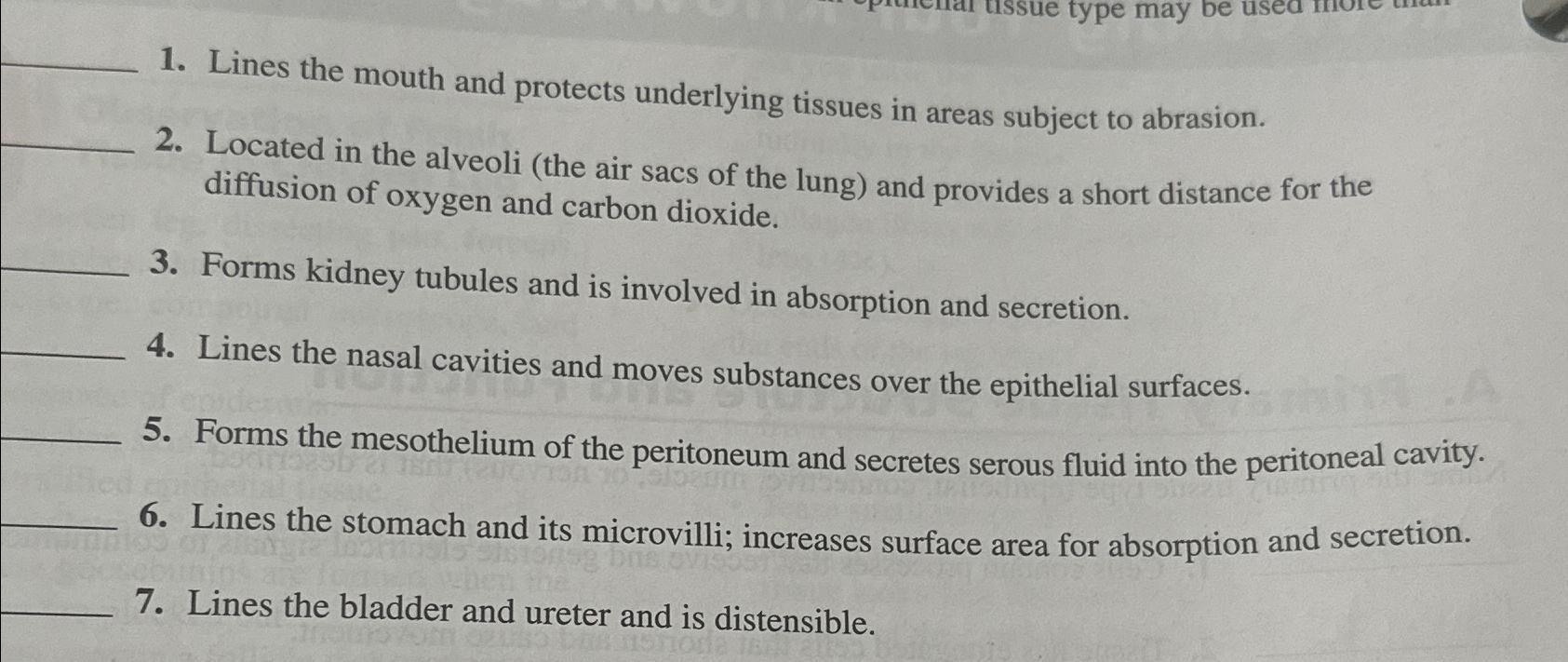 Solved Lines the mouth and protects underlying tissues in