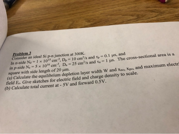 Solved Problem 3 Consider an ideal Si p-n junction at 300K. | Chegg.com
