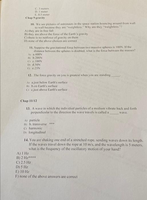 Solved C. 3 meters D. I meter E. 0.5 meter Chap 9 gravity | Chegg.com