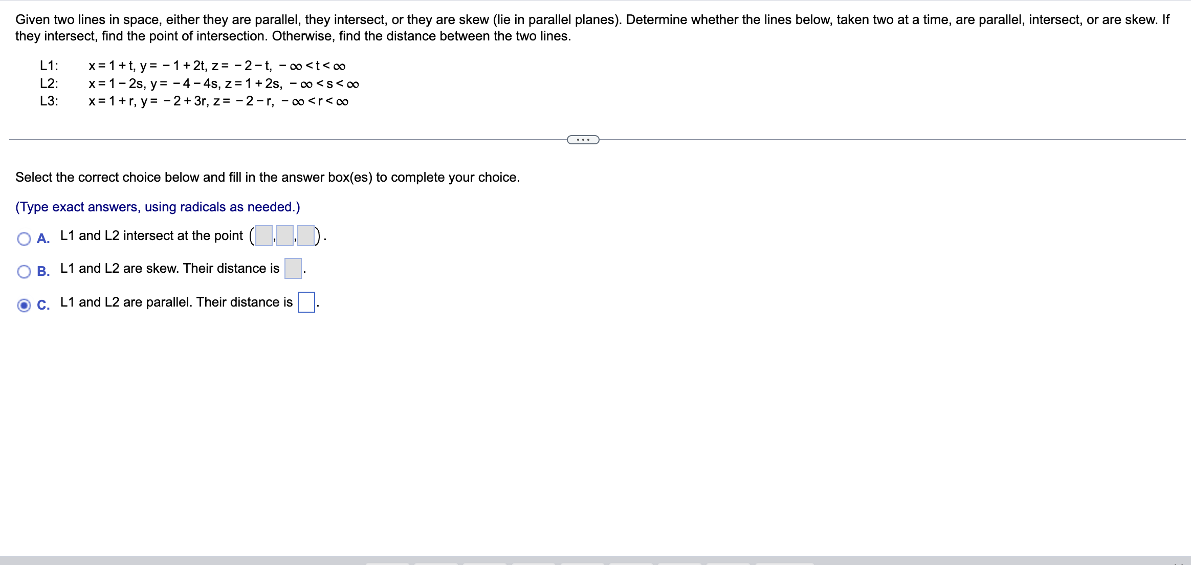Solved they intersect, find the point of intersection. | Chegg.com