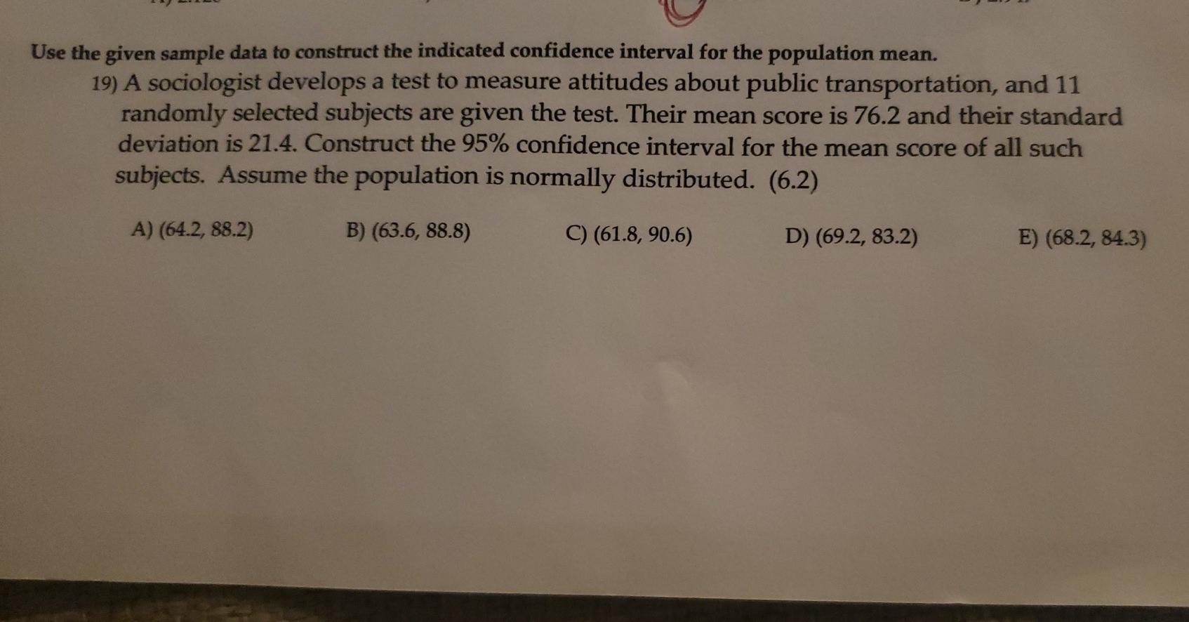 Solved Use the given sample data to construct the indicated | Chegg.com