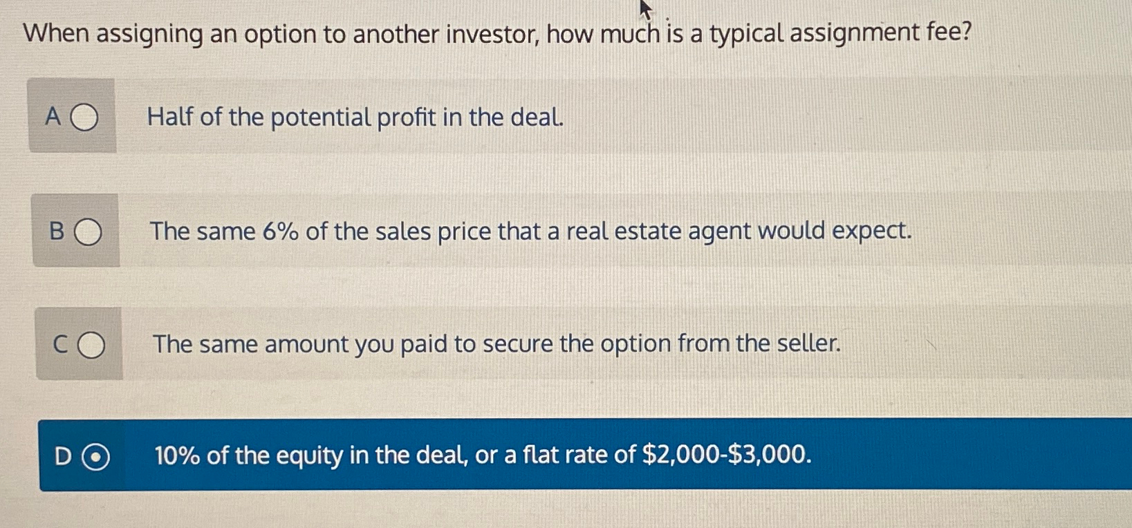Solved When assigning an option to another investor, how | Chegg.com