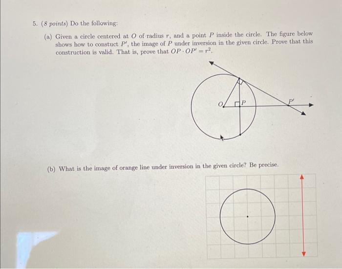 Solved ( 8 points) Do the following: (a) Given a circle | Chegg.com