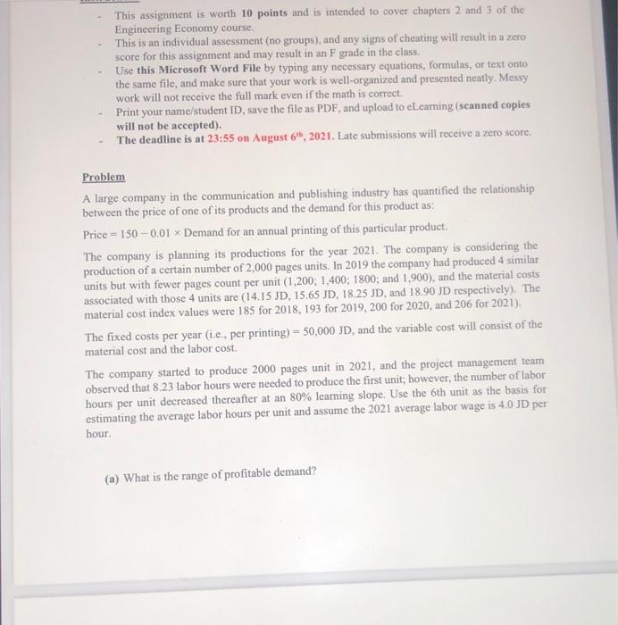 Solved This assignment is worth 10 points and is intended to | Chegg.com