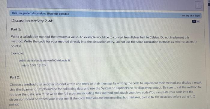 Solved Write a calculation method that returns a value. An | Chegg.com