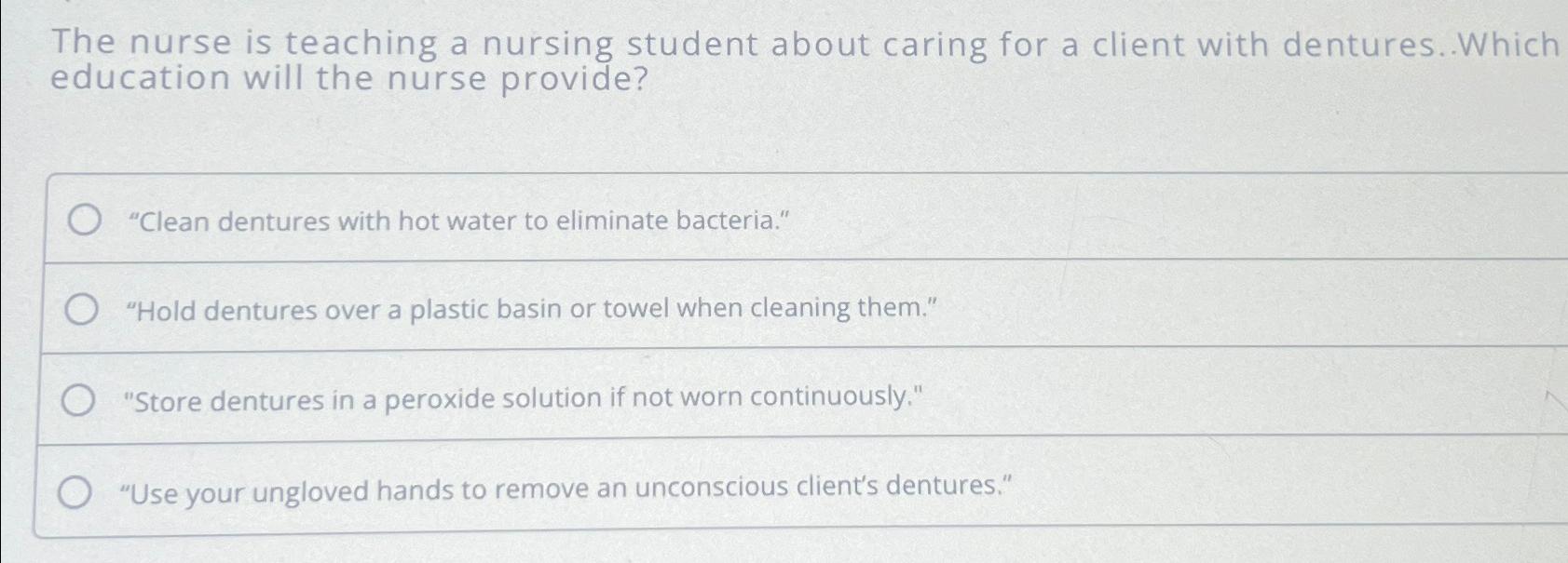 Solved The Nurse Is Teaching A Nursing Student About Caring | Chegg.com