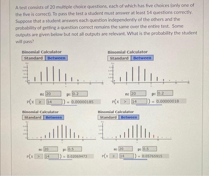 Solved A test consists of 20 multiple choice questions, each | Chegg.com