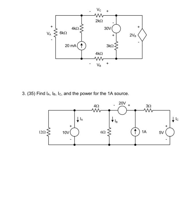 Solved 3. (35) Find IA,IB,IC, and the power for the 1A | Chegg.com