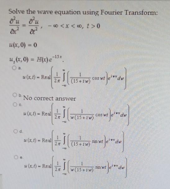 Solved Solve the wave equation using Fourier Transform: du | Chegg.com