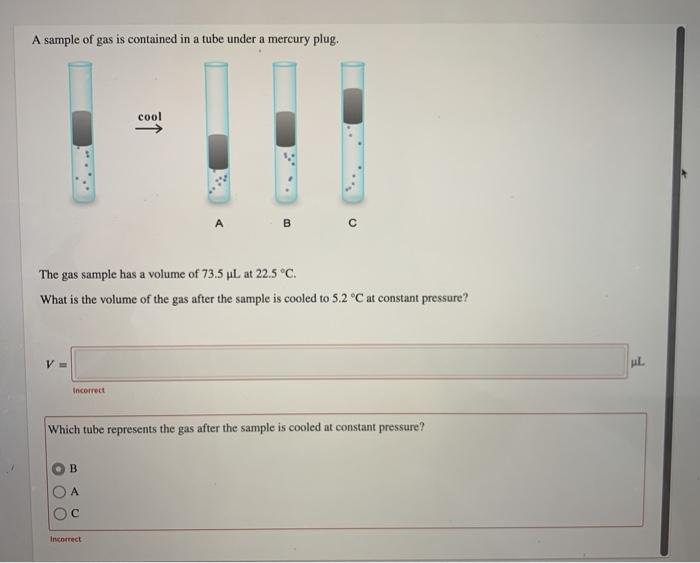 Solved A sample of gas is contained in a tube under a Chegg com