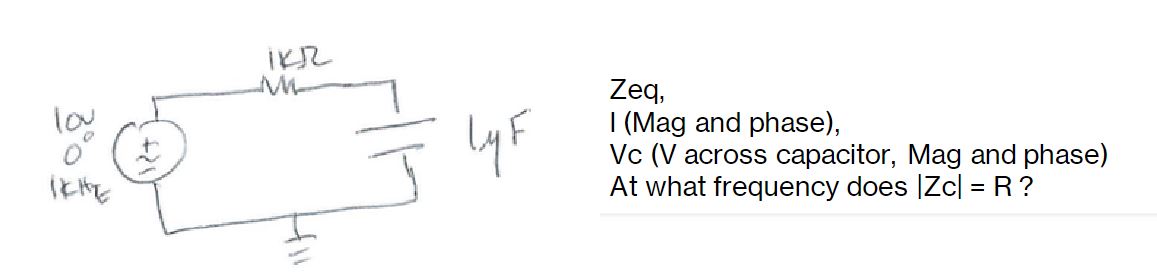 Solved Find ﻿Zeq,I (Mag and phase),Vc (V across capacitor, | Chegg.com