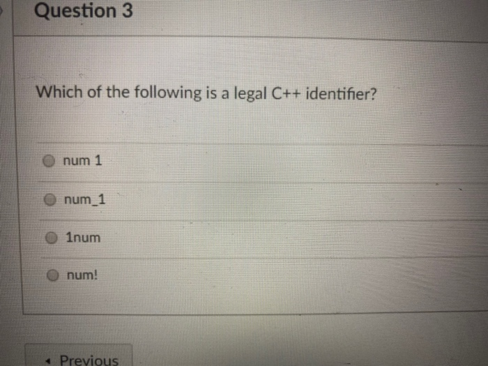 Which Of The Following Is A Legal Identifier