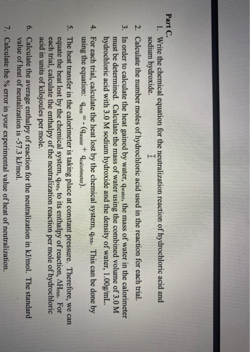 Solved use data from part C to solve problems data is the | Chegg.com
