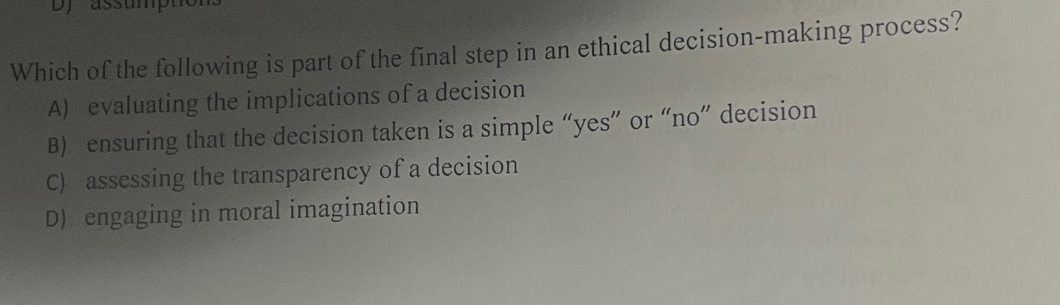 Solved Which of the following is part of the final step in | Chegg.com