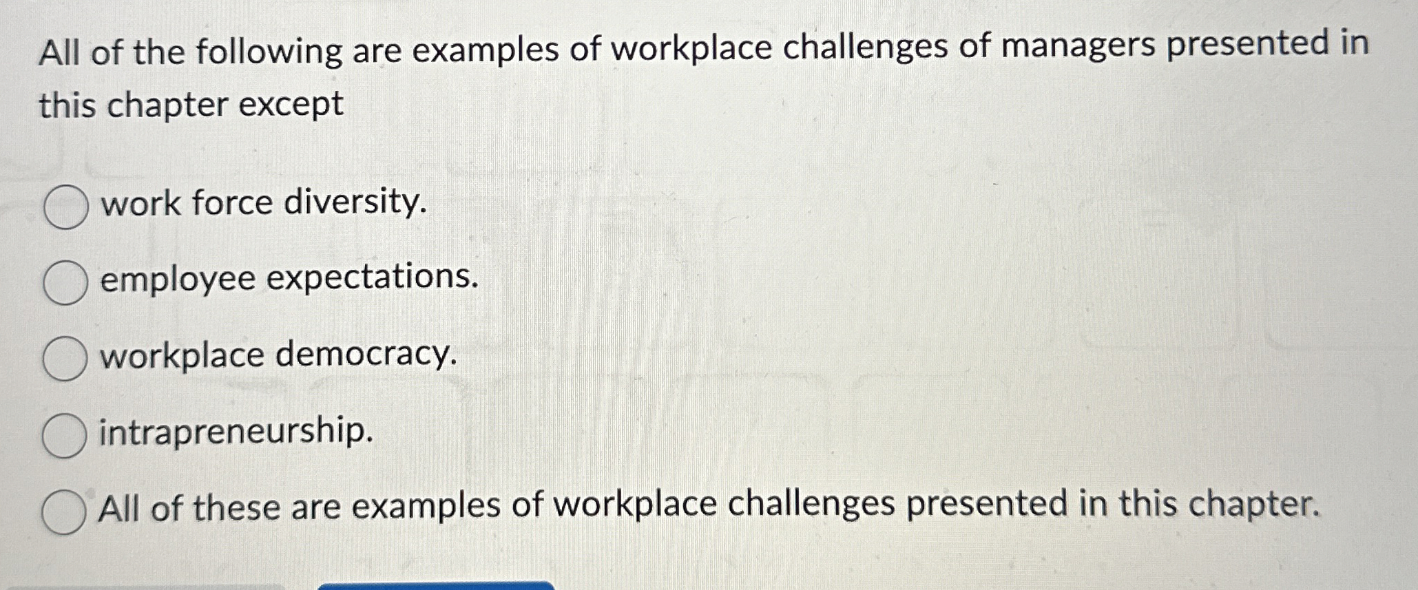 Solved All of the following are examples of workplace | Chegg.com