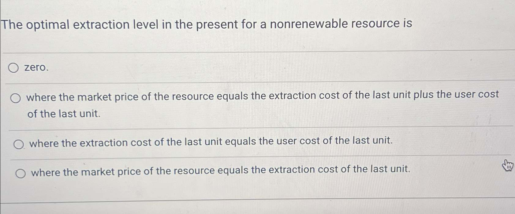 Solved The optimal extraction level in the present for a | Chegg.com