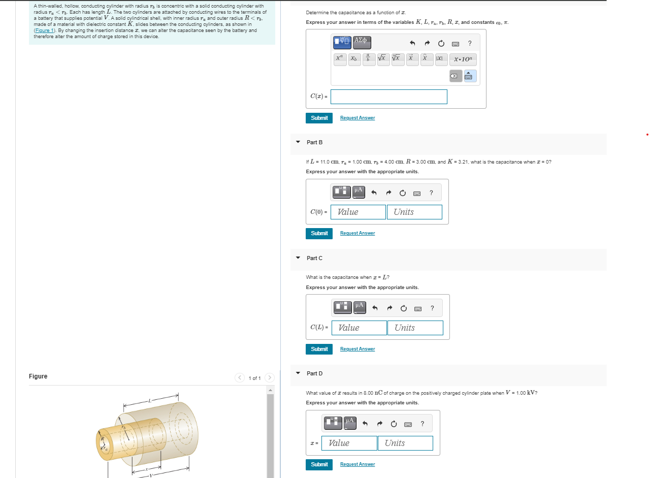 Solved A thin-walled, hollow, conducting cylinder with | Chegg.com