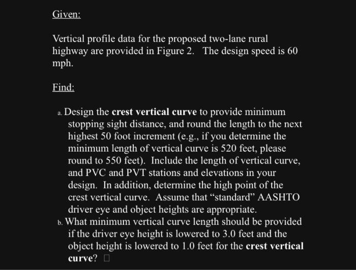 Solved Given: Vertical profile data for the proposed | Chegg.com