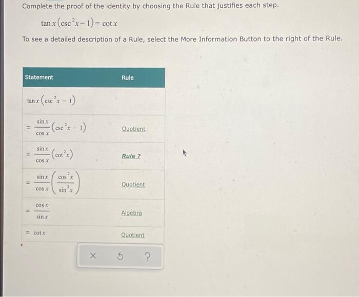 Solved Complete The Proof Of The Identity By Choosing The Chegg Com