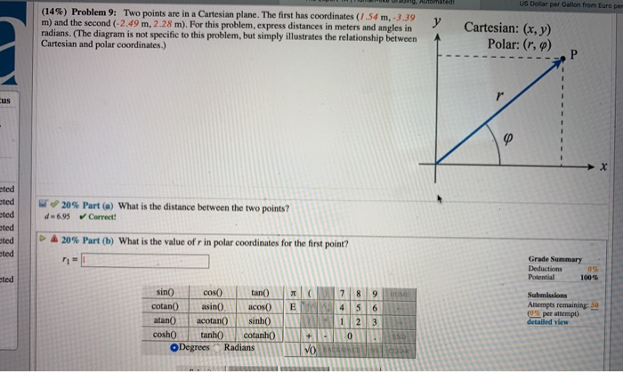 Solved 20% Part (a) What is the distance between the two | Chegg.com