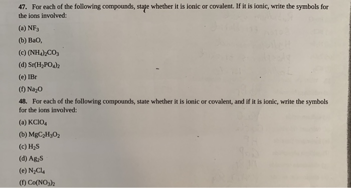 Solved 47. For each of the following compounds, state | Chegg.com