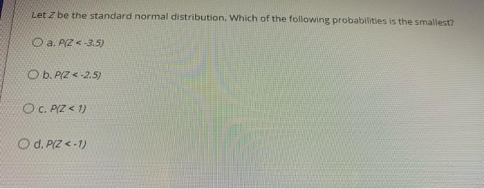 Solved Letz be the standard normal distribution. Which of | Chegg.com