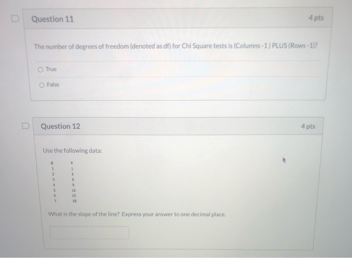 Solved Question 11 4 pts The number of degrees of freedom | Chegg.com