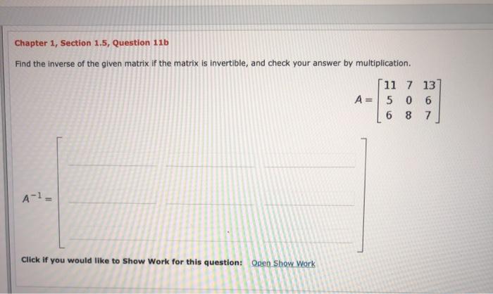 Solved Chapter 1, Section 1.5, Question 11b Find The Inverse | Chegg.com