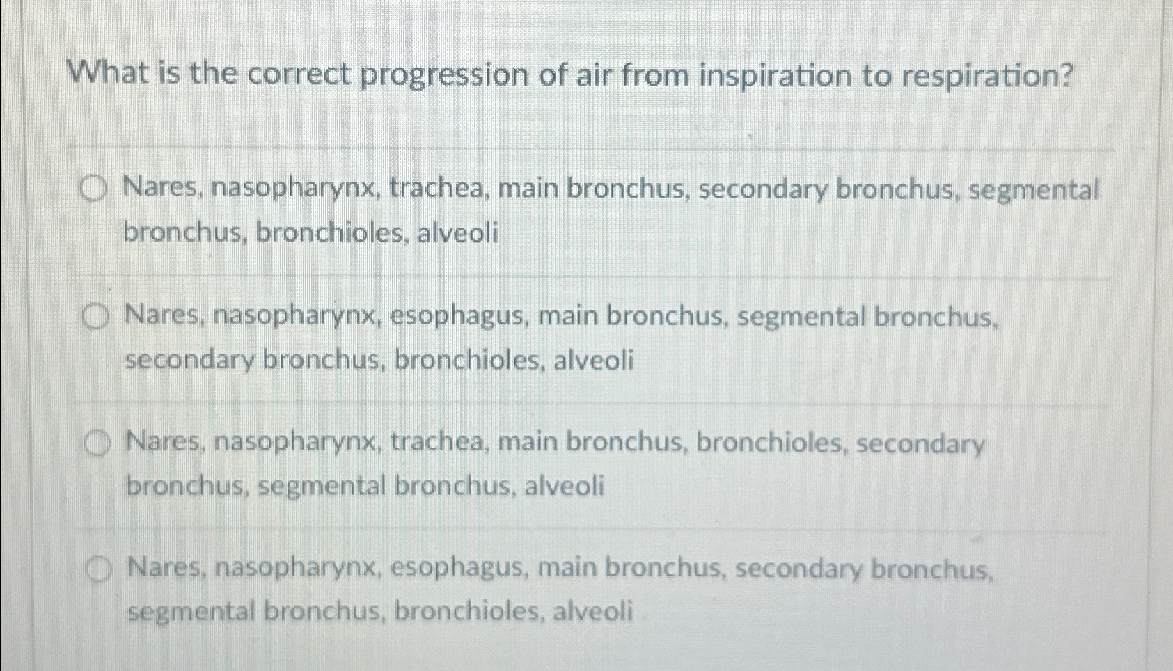 Solved What is the correct progression of air from | Chegg.com