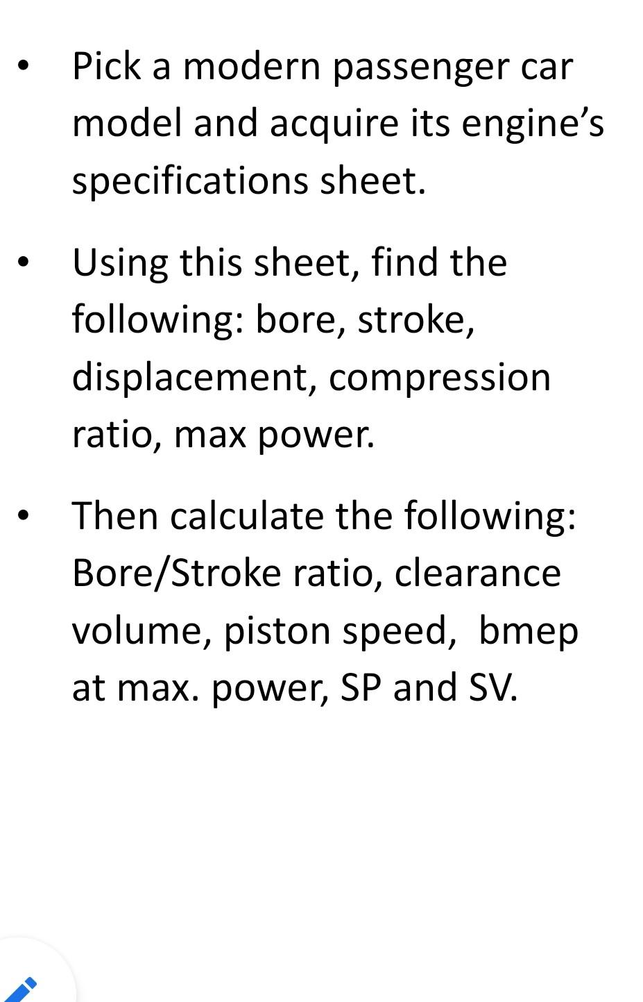 Solved Pick a modern passenger car model and acquire its