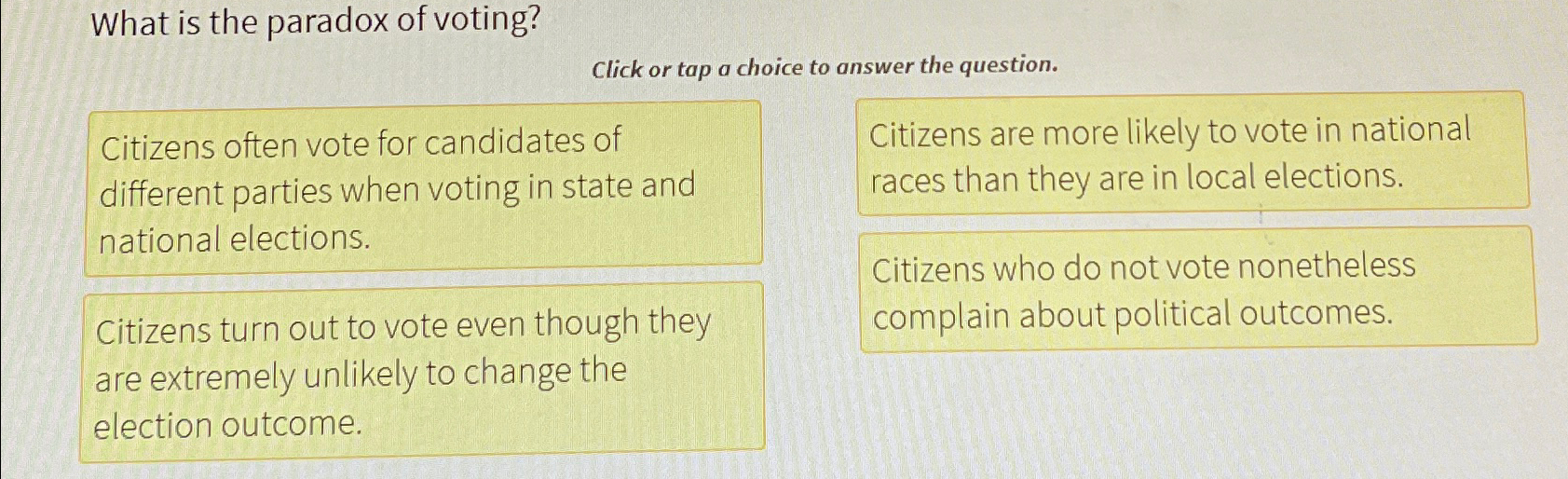 Solved What Is The Paradox Of Voting?Click Or Tap A Choice | Chegg.com